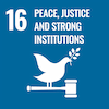 SDG Goal 16 icon: "Peace, Justice and Strong Institutions"